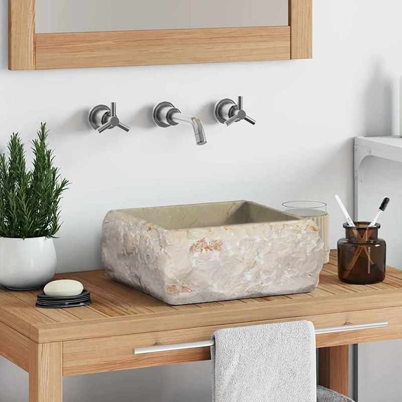 Marble Washbasin Measuring 30X30X13 Cm in Cream Color