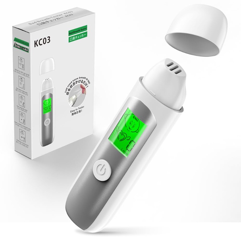 Portable Bad Breath Breathalyzer & Halitosis Monitor with LCD Display - Intelligent Halitosis Tester, Non-Contact Technology, 0-4 Level Oral Hygiene Analysis, for / use (for bad breath assessment & )