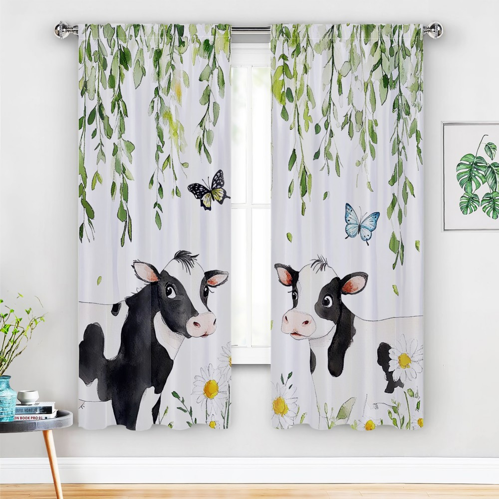 2 cortinas opacas clásicas poliéster diseño vaca - Temu Guatemala, image size:1000x1000