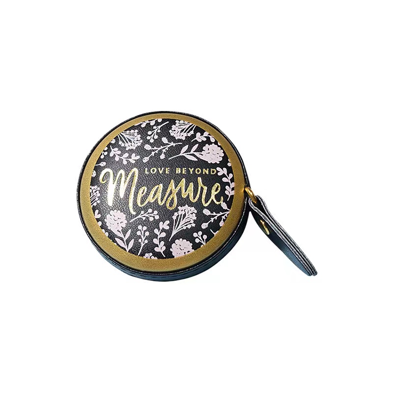 TEMU 1pc Mini 1.5 Meter Tape Measure Printed Black Leather Tape Measure Pu Leather Tape Measure Mini Gift Ruler