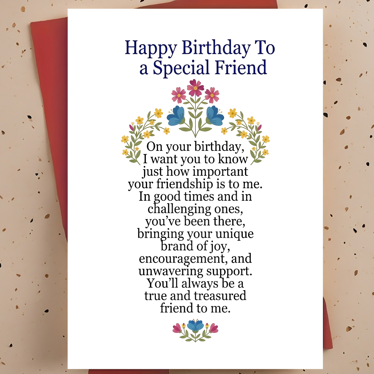 TEMU 1pc Birthday Card For Best Friend, Friend – Yellow Flower Illustration, Friendship, Thickened, With Envelope