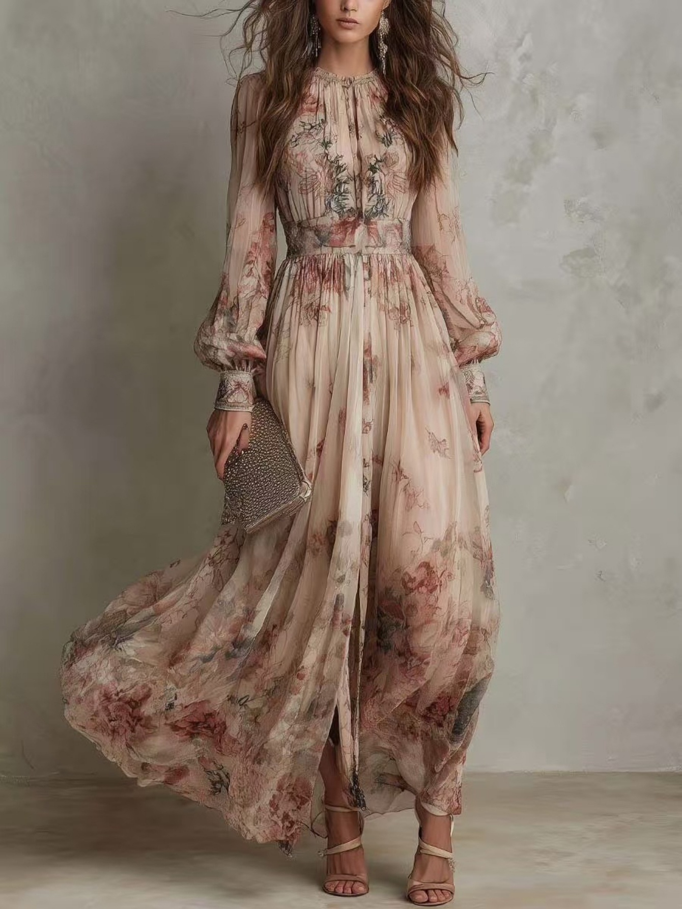 sachin and babi light blue dress Long sleeves fit and flare maxi chiffon dress 4998  Xiaolizi