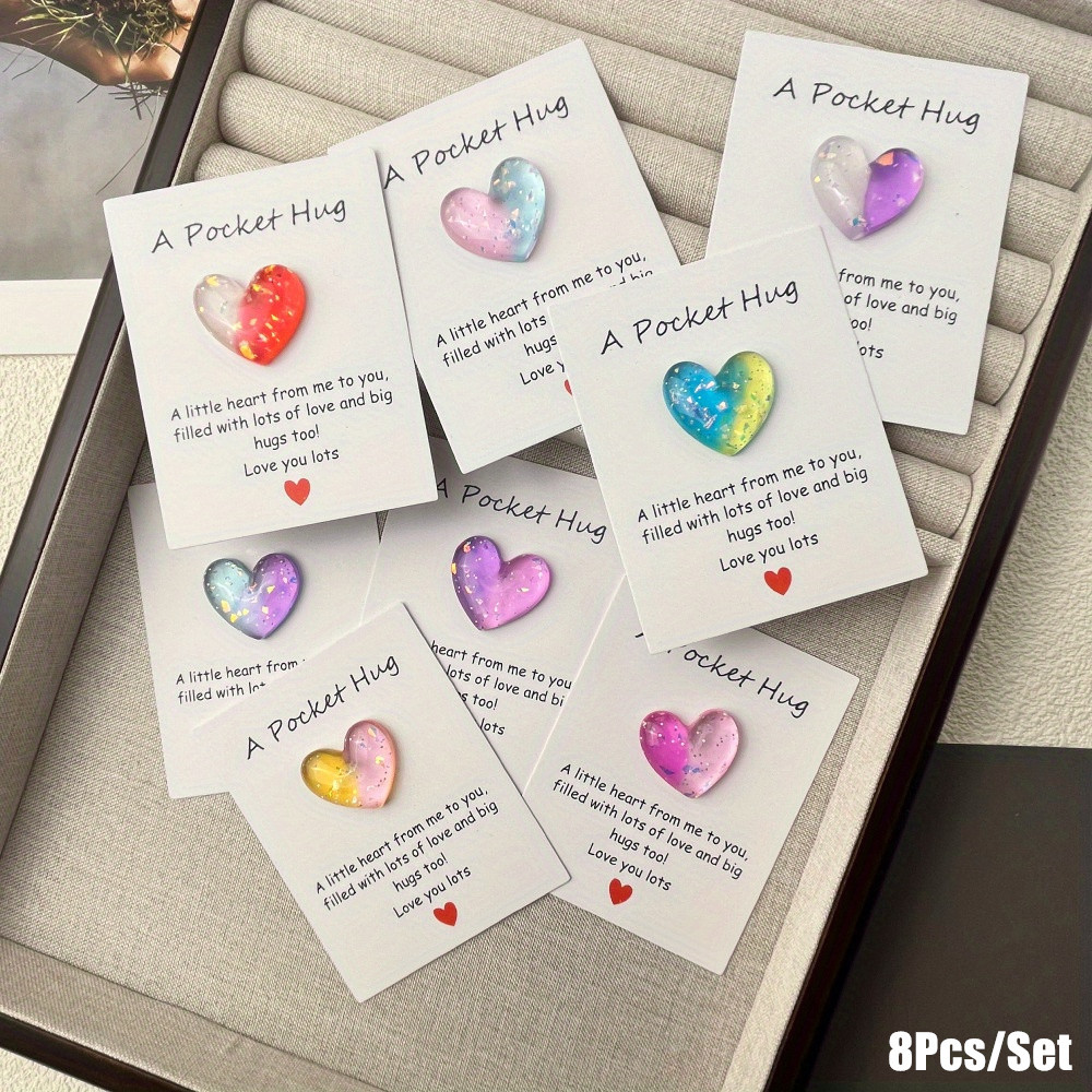 

8-pack Pocket Hug Resin - Multi- Love & Support Greeting Cards For Wedding, Engagement, Valentine's, Christmas, Anniversary