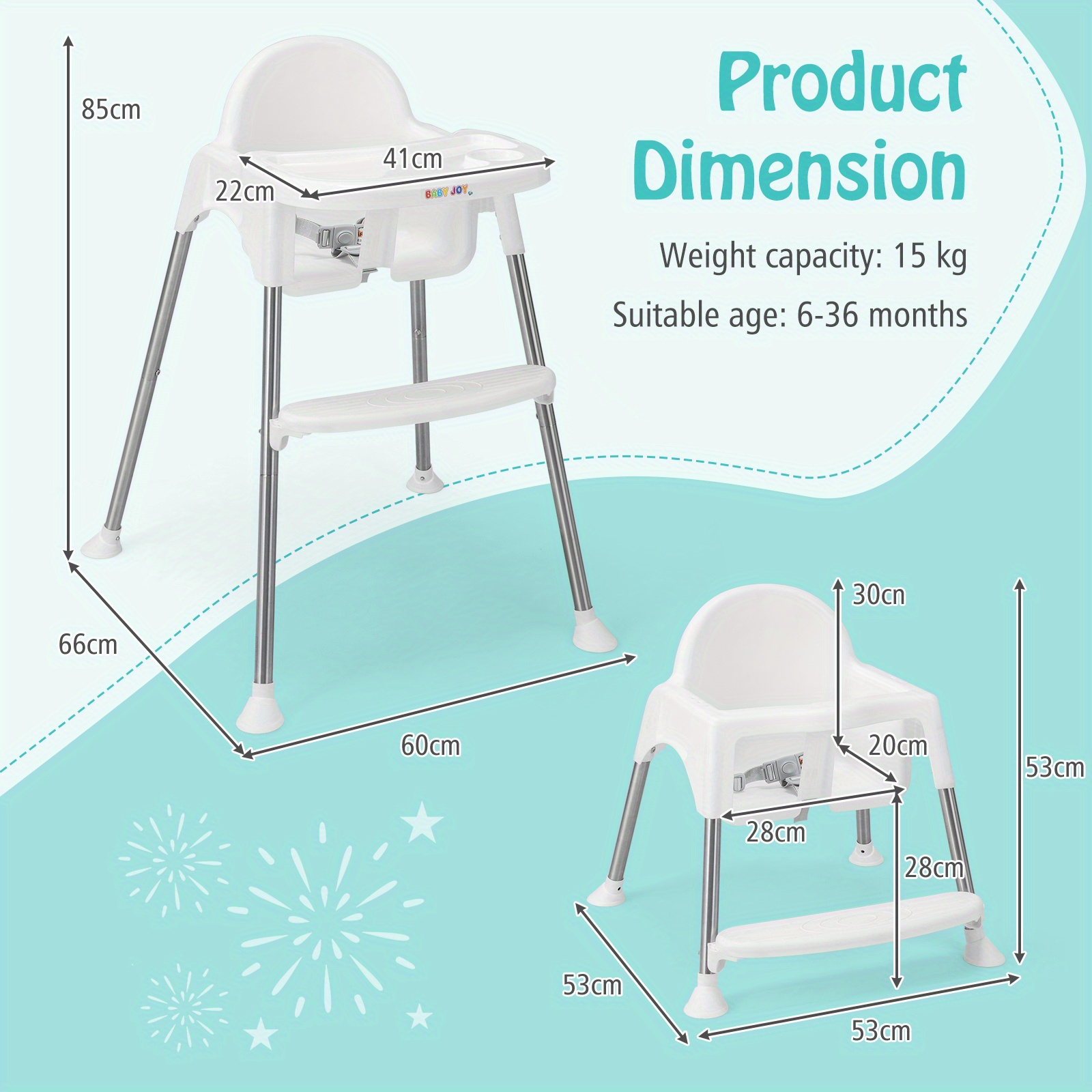 COSTWAY 4-IN-1 High Chair for Feeding And Dining with Dual Trays in White - Image 9