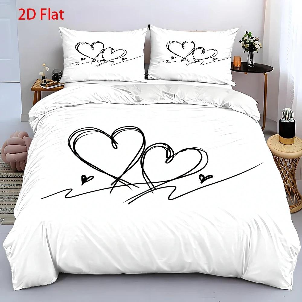 TEMU 3pcs Duvet Cover Set, 1 Duvet Cover   2 Pillowcases (no Filler), 2d Flat Printing, 3pcs Duvet Cover Set, Simple Theme, Hand-drawn Doodle Style,