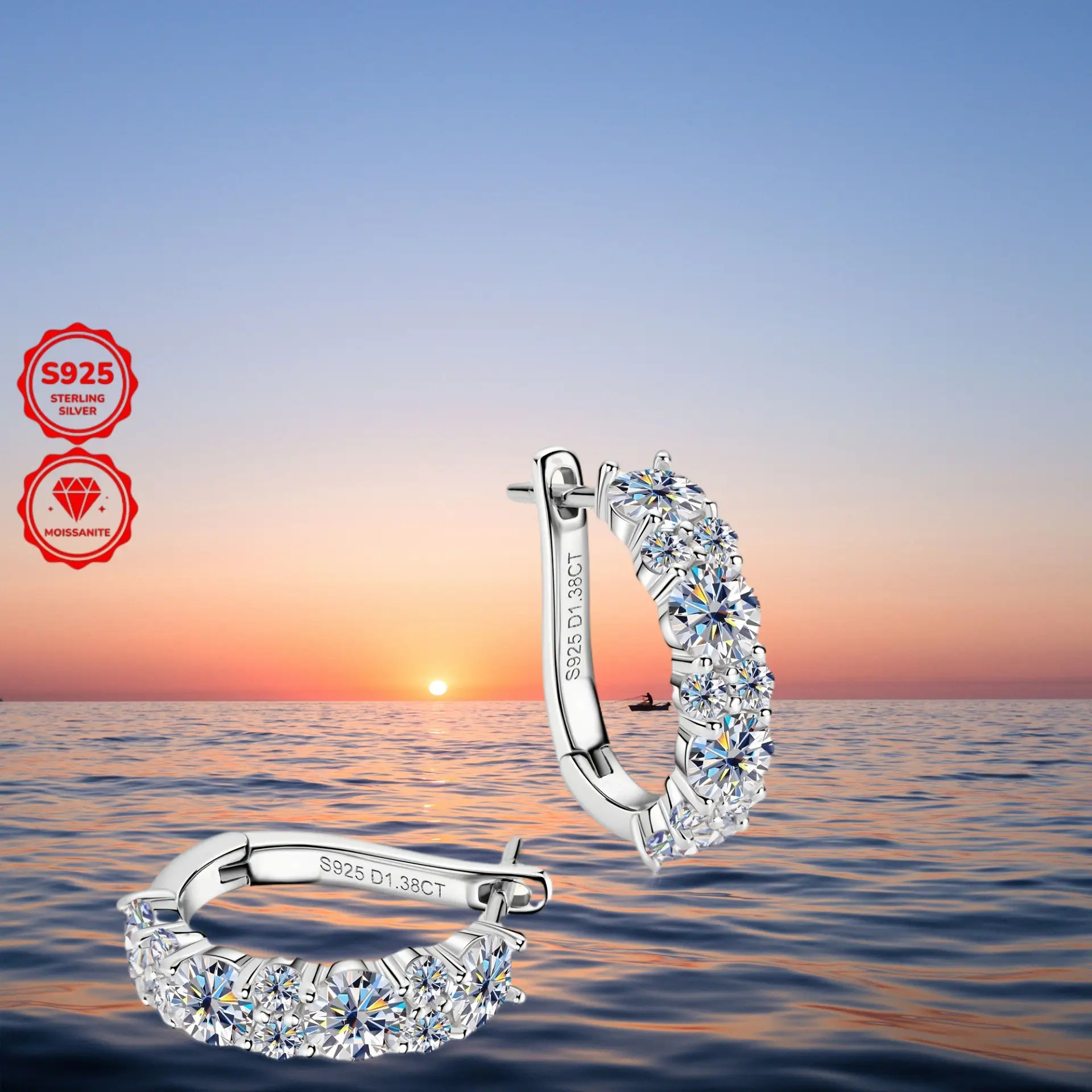 TEMU And Exquisite Design Combined With Light-colored Gemstones Looks Very And [silvery Weight 2.36g, Moissanite 4mm*8pcs, 2mm*12pcs