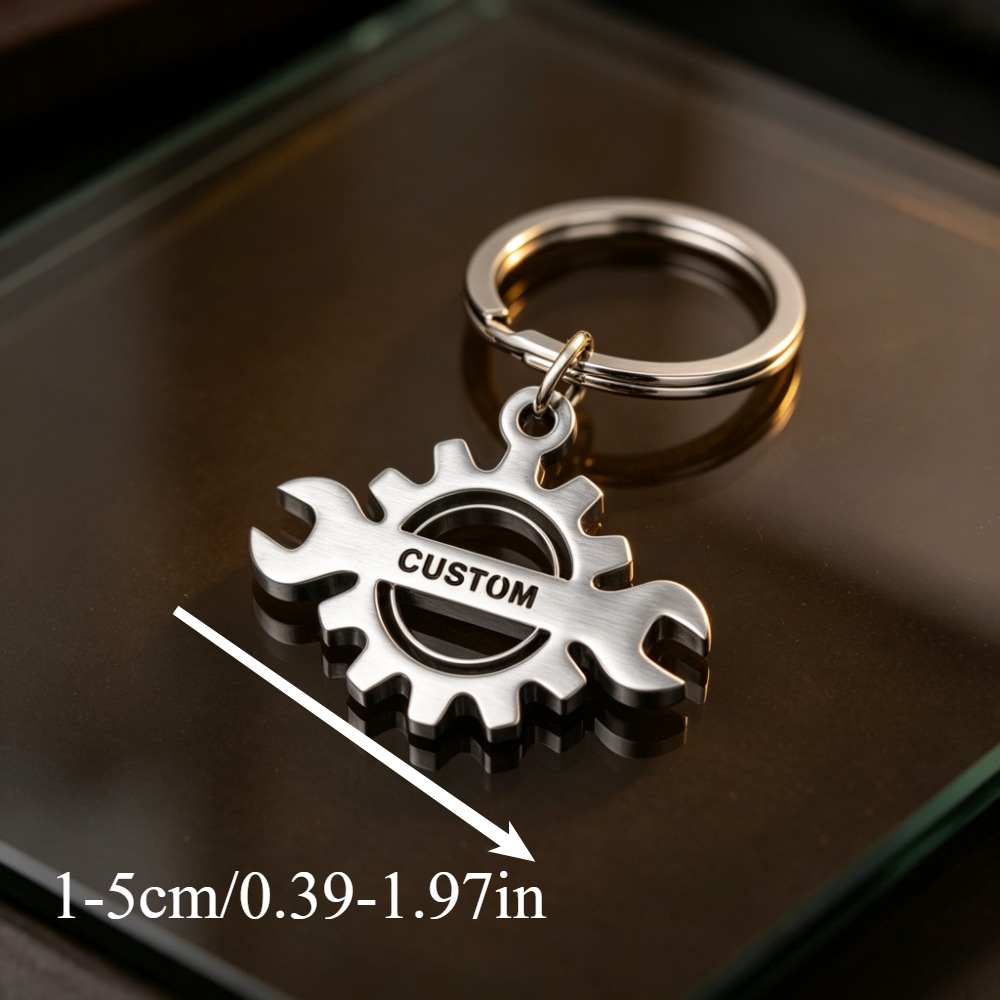 TEMU Shaped Custom Name Keychain, Mechanical Style Diy Personalized Name Tag, Auto Repair Tool Enthusiast Backpack Ornament, Practical Birthday Gift