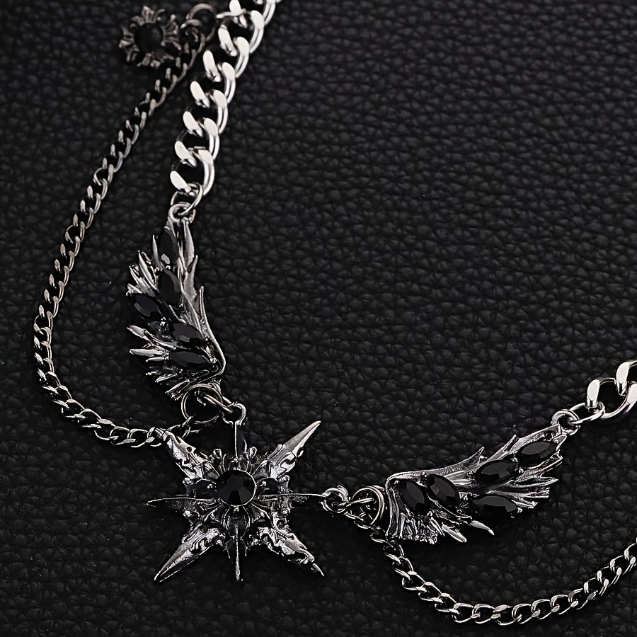 

Dark Wind Fashion Wings Titanium Steel Necklace - Hip Hop Men's Chain, Halloween, Christmas Parties,