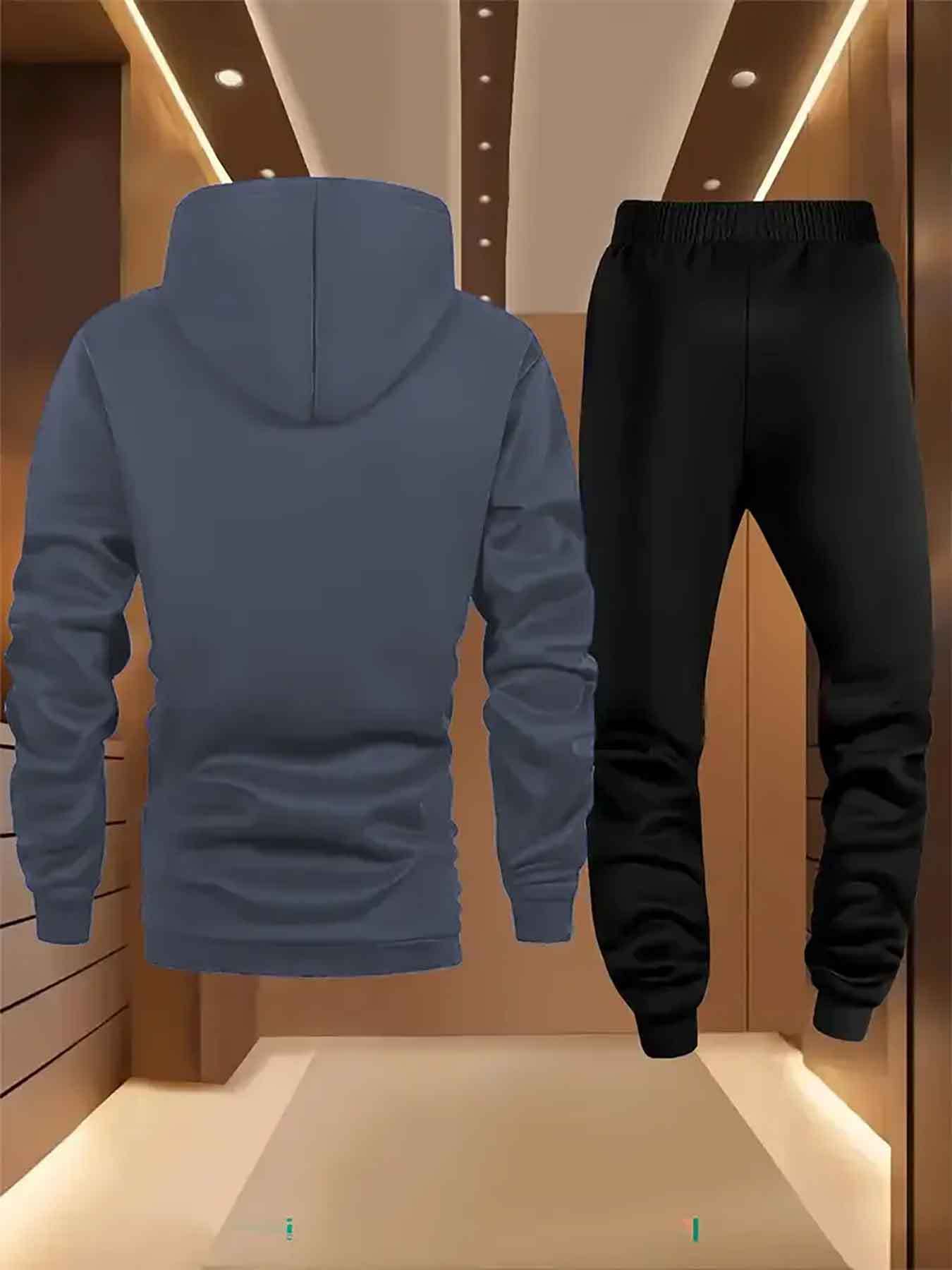 Heren hoodie en broek set met stijlvolle print