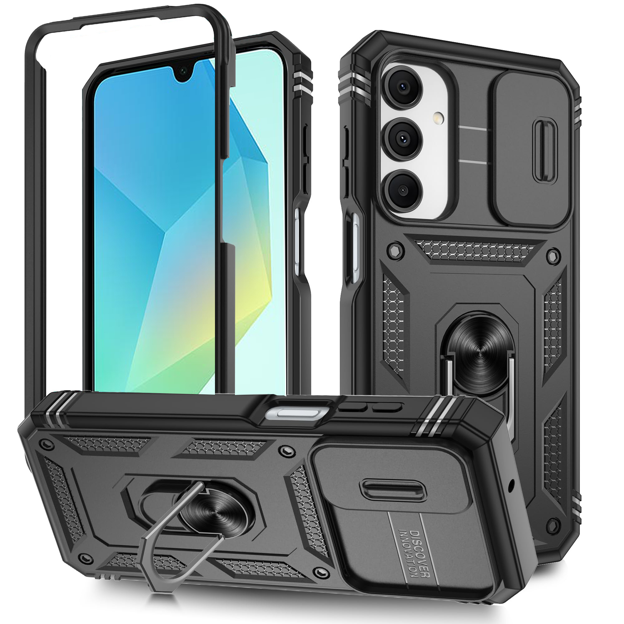 Handyhlle: Design-Hlle fr for Galaxy A16 4G 5G  *-Rugged-Schutzhlle  mit Schiebefunktion Standring