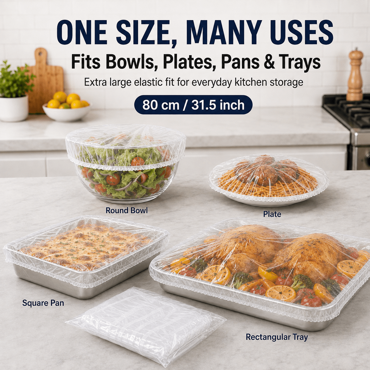 TEMU 130pcs Extra-large Food Covers, Measuring 80cm/ Inches. Suitable For Storing Leftovers And , Safe And Practical. And Replace, Effectively