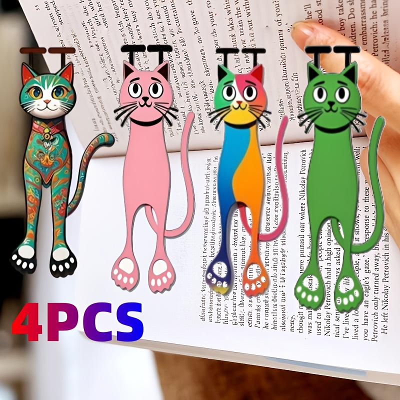 E-shop 4 Stück bunte Katzen-Lesezeichen, geeignet für Schüler & Lehrer – 2D-Acryl-Lesezeichen mit Kätzchen-Designs, Geschenk für Katzenliebhaber, für
