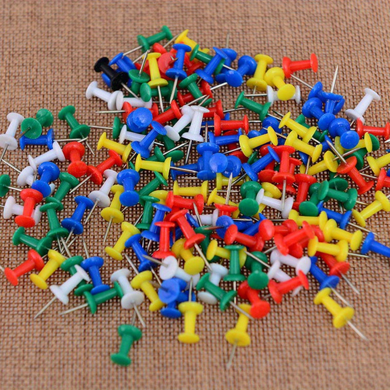 TEMU 200pcs/pack Random Color Plastic Push Pins, Multicolor T-shaped Pins For Cork Board, Photo Wall Decor, And Bulletin Boards, Colorful Pushpins