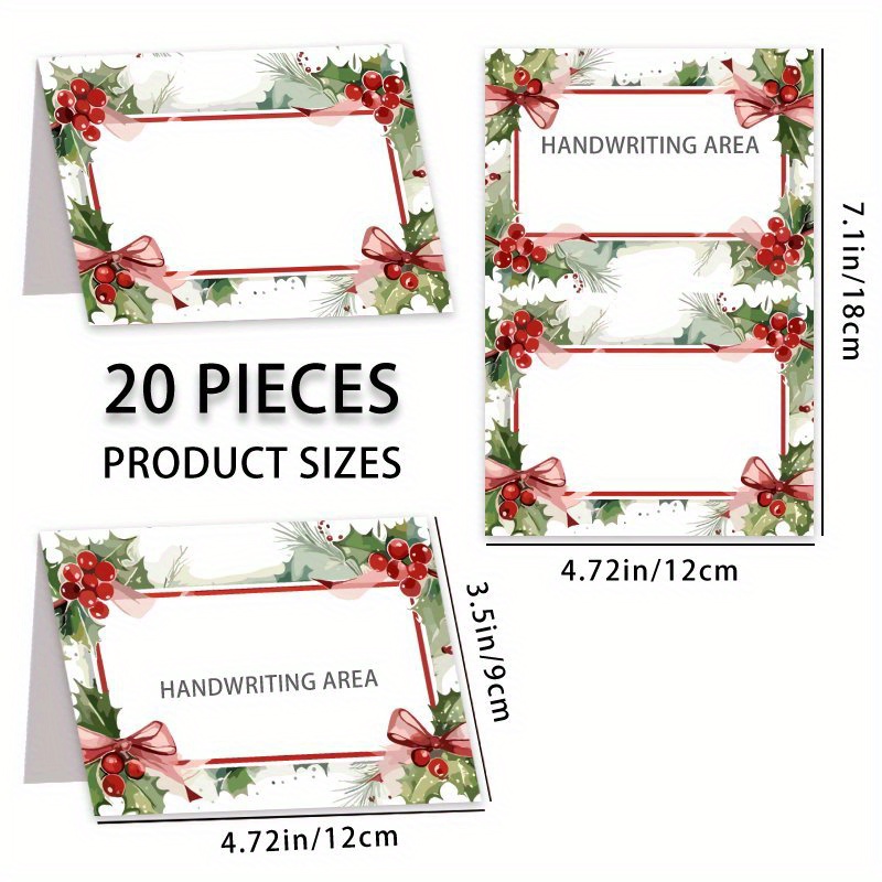 TEMU 20 stuks, Tafelkaarten, Gereserveerde Zitplaats Kaarten, Kerstthema Tentkaarten, Halfgevouwen Ontvangst Tafelkaarten, Perfect voor Kerstfeesten,