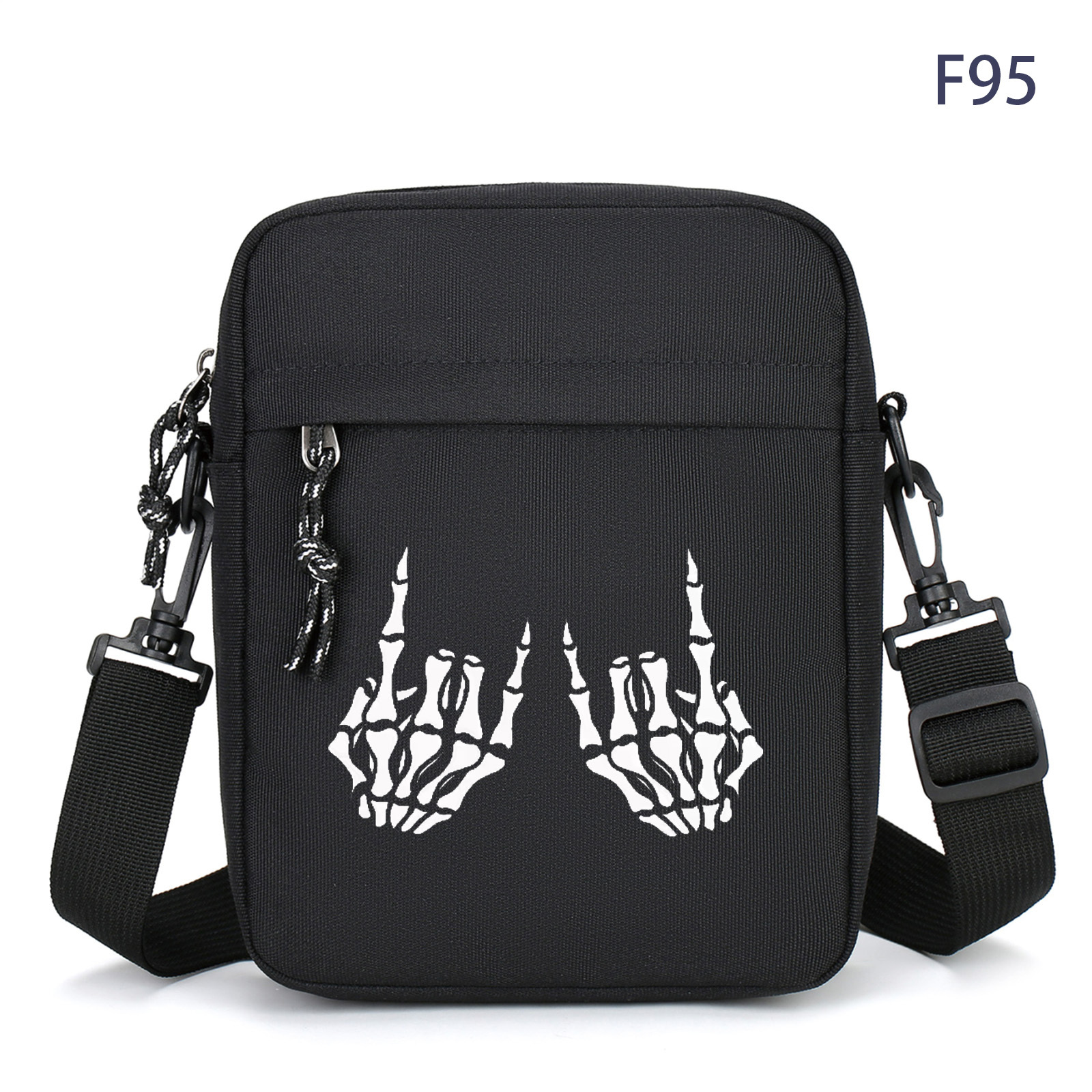 TEMU 1pc Black Gothic Crossbody Phone/shoulder Bag With Skull Print - Pouch, Large Capacity Phone Holder Suitable For Daily , University Use, Gift