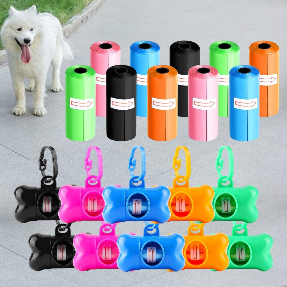TEMU 20 Pack Of Dog Waste Bag Dispenser With Holder, Leak-proof Plastic Bags For Walking, Hiking, And Camping (bone Shape)