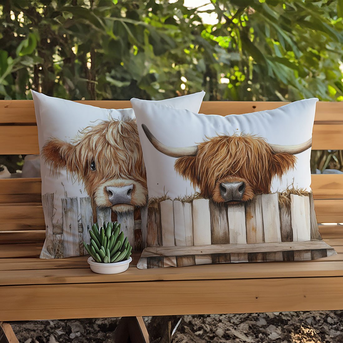 highland cow illustration throw pillow covers size 17 7x17 Temu