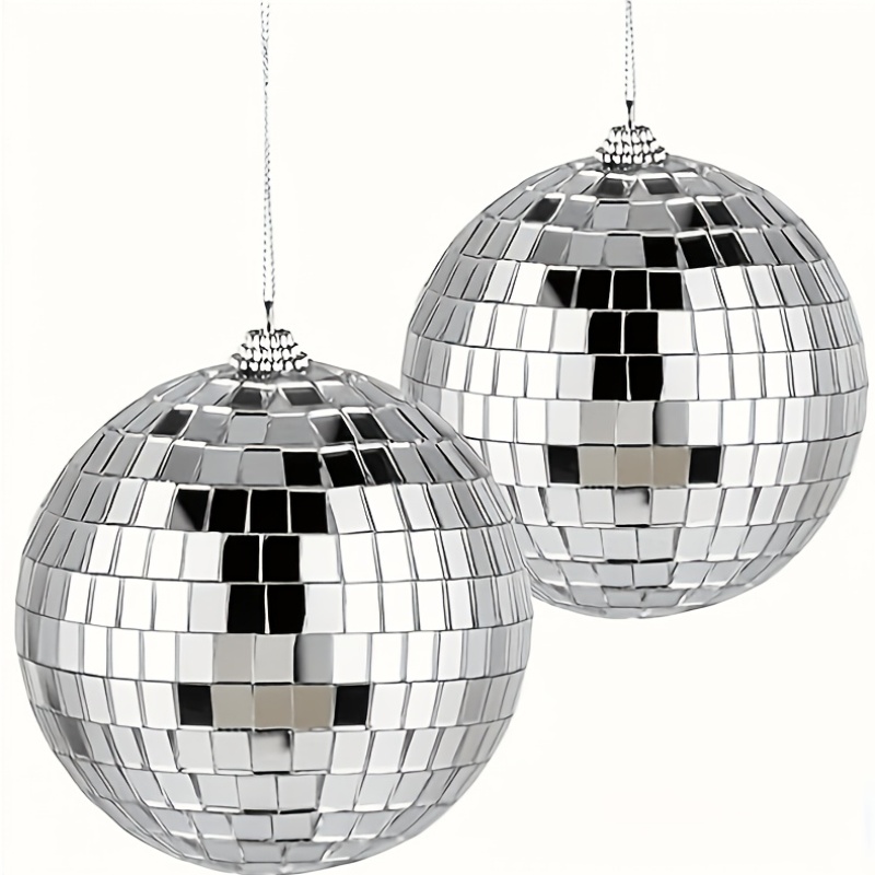   reflective silvery disco balls set of 2 2 36inch with a   effect suitable for dj   wedding parties and holiday hanging decorations