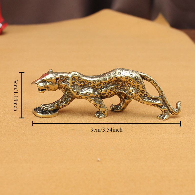 TEMU 1pc.brass Leopard Figurine For The Office Tea Table, Designed To Wealth And . This Pure Decorative Piece Makes An Birthday Gift For Halloween