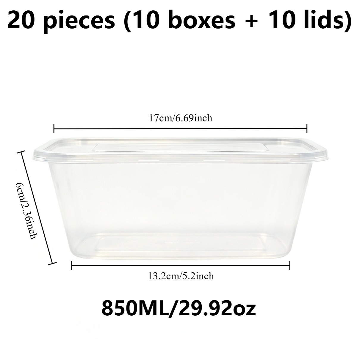 TEMU 20pcs (10pcs Boîtes et 10pcs Couvercles) 850Ml/29.92Oz Récipients de Conservation Alimentaire Anti-Fuite avec Couvercles - Compatibles