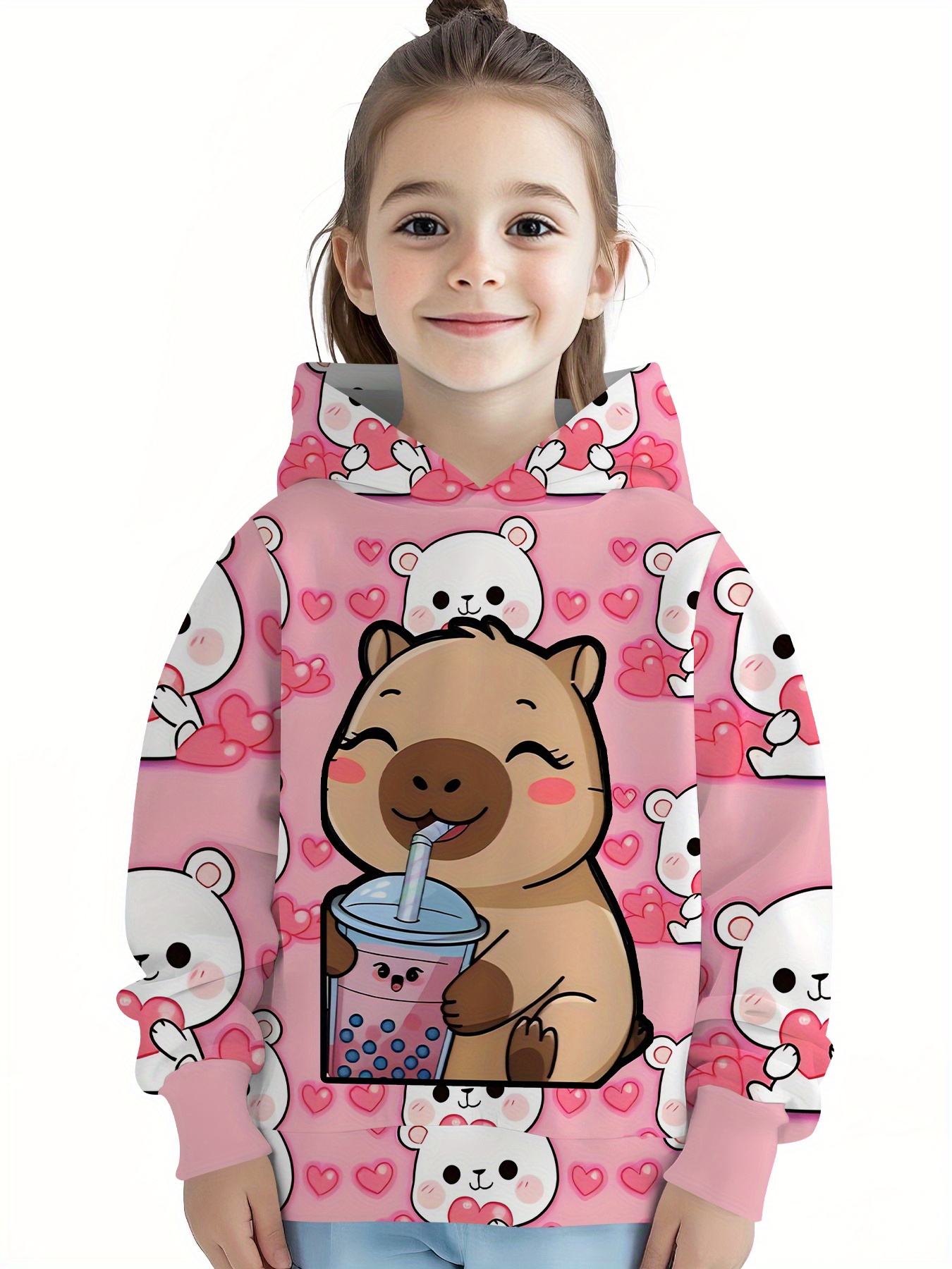 sweat à capuche confortable filles capybara cœur pull Temu France