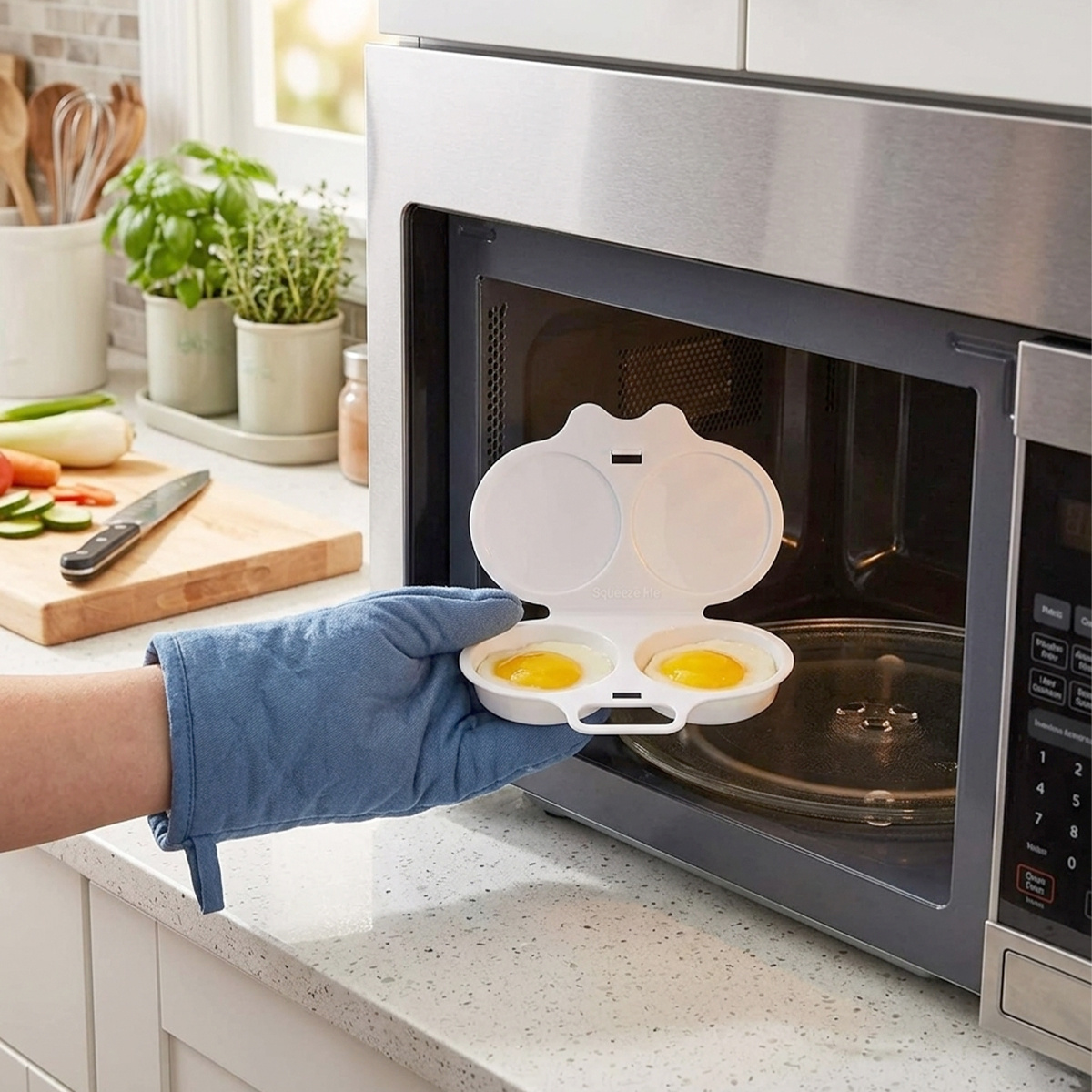 White Egg Steamer Box for Microwave Cooking