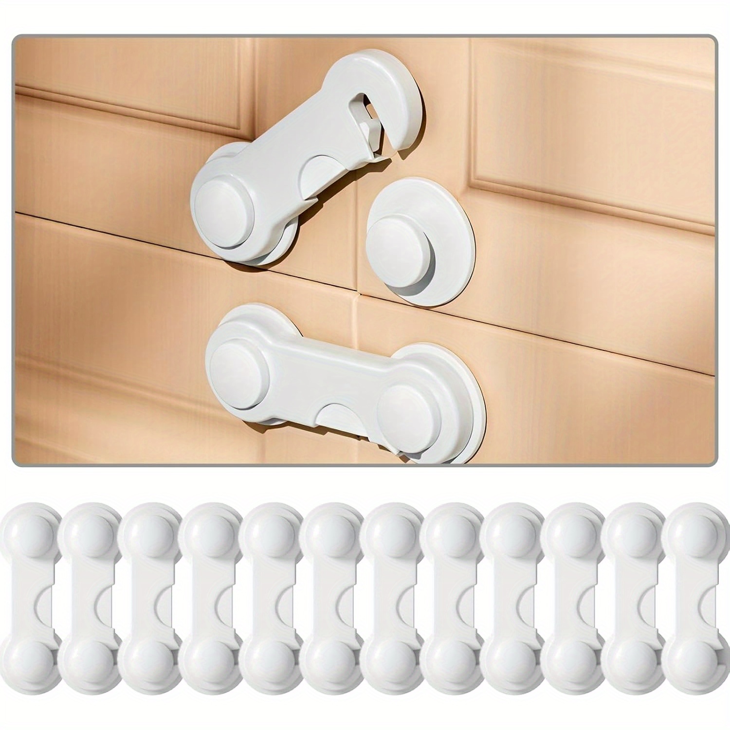 TEMU Child Safety Locks - 12pack Child Proof Locks For Cabinet Doors, Pantry, Closet, Wardrobe, Cupboard, Drawers, Childproof Cabinet Locks With