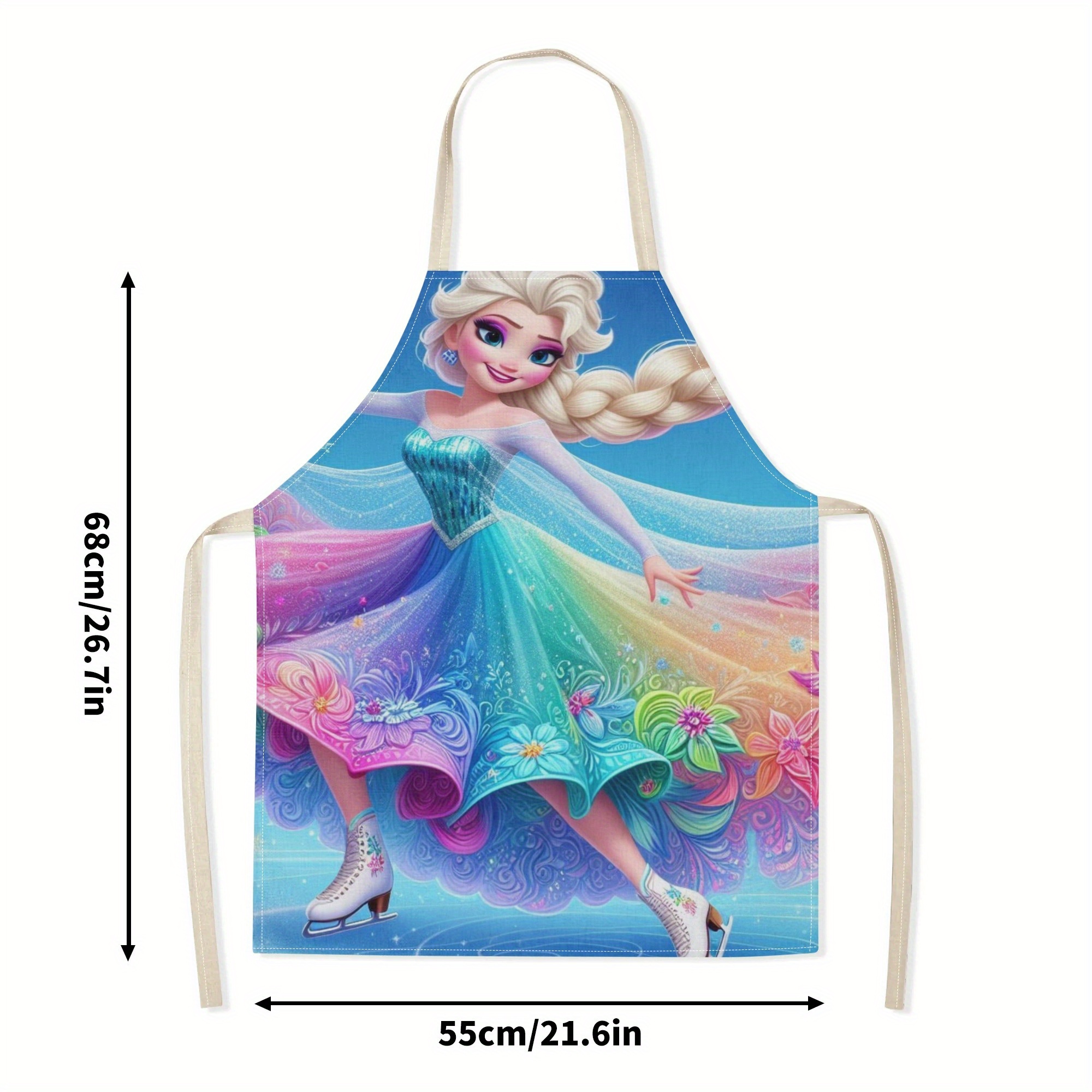 1pc disney   princess cartoon printed apron, waterproof polyester woven fabric, floral pattern, fashionable & elegant for hotel, supermarket, restaurant,  , milk tea stall, home use details 7