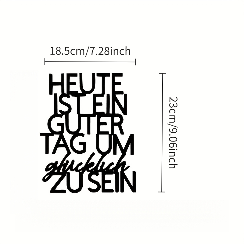 TEMU 2D-Flach, 2D . 2D-Ebene, deutsche inspirierende Zitat-Acryl-Wanddeko, Schwarz. „Heute ist ein fröhlicher guter Tag“ dekoratives Schild Plakette,