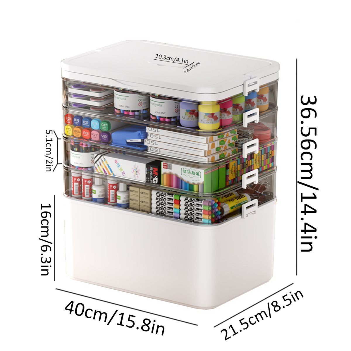 TEMU 40cm Large Drug Storage Container With Flip Cover - Durable Waterproof Plastic Storage Box | Transparent Label Compartments For Drugs, , And