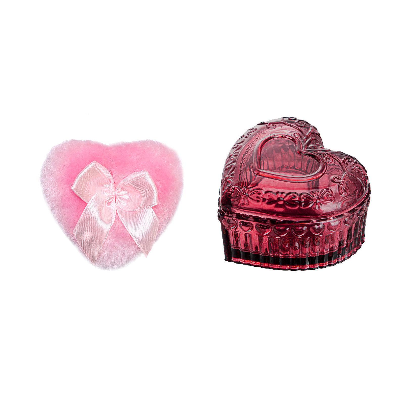TEMU Large Body And Container Powder Container With Puff Soft Washable Reusable Velour Face Glitter Wet Dry Makeup (heart) Christmas Gift