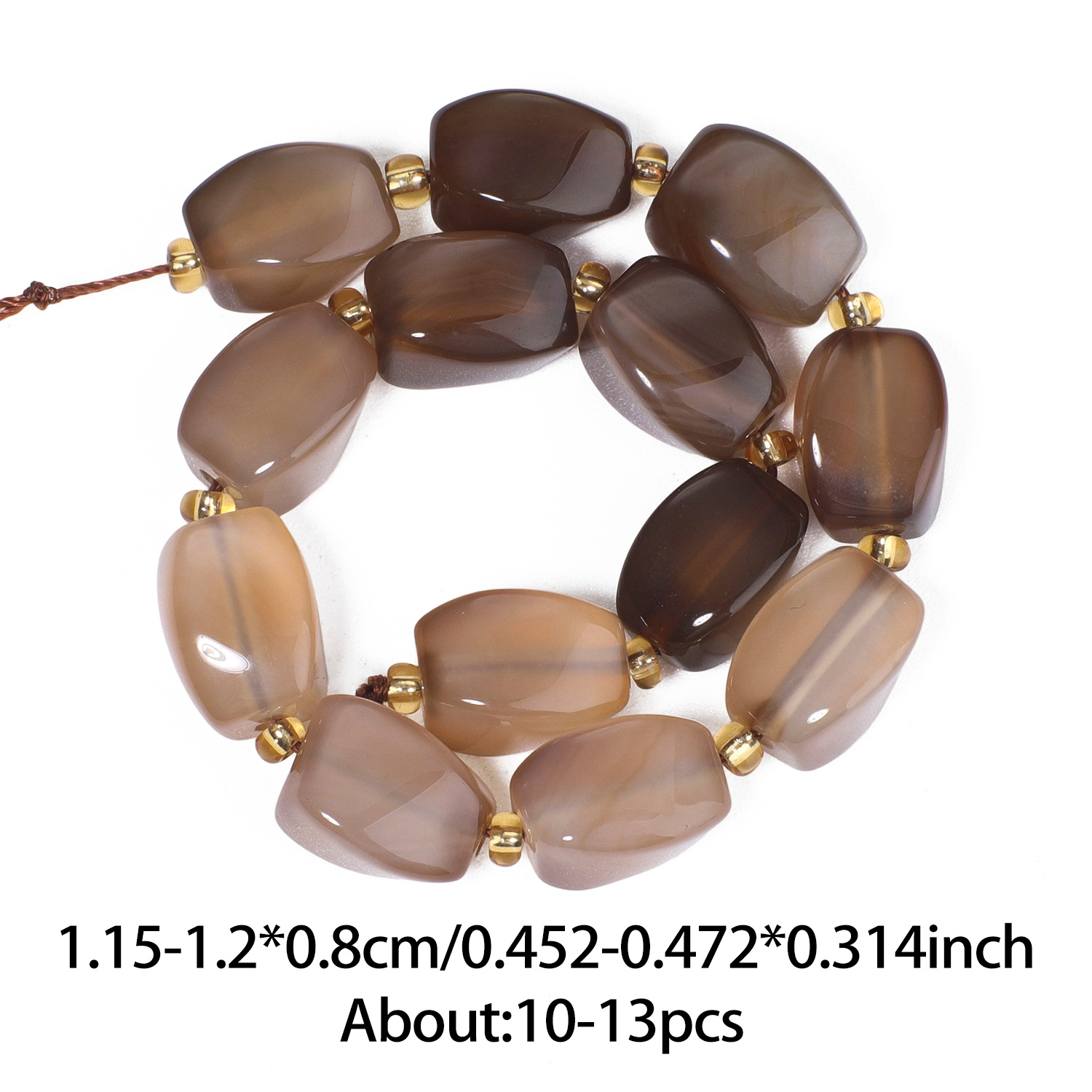 TEMU 8x12mm Natural Stone Coffee Colored Agate Button Beads With Loose , Used For Necklaces, Bracelets, Pendant Accessories, Jewelry Diy Production,