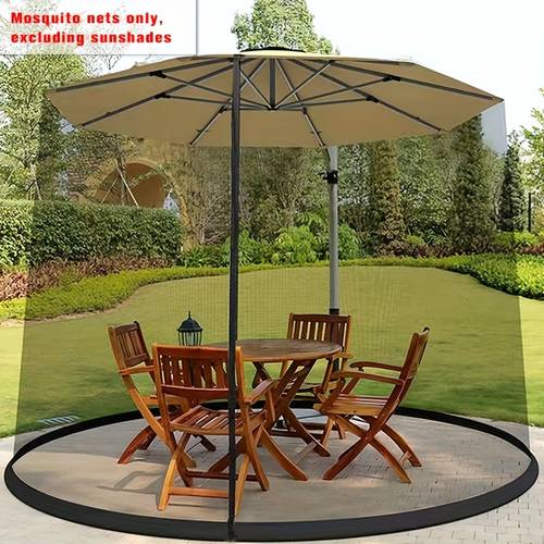 1-Pack Heavy-Duty Patio Umbrella Net Cover - Mosquito Proof with Double Zipper Doors & Adjustable Top Drawstring, Fits 10ft (3.05m) Umbrellas, Insect Protection for Outdoor Patio, Garden, Poolside - Use - Mosquito Net for Patio Umbrellas, Backyard , Design, Sturdy Construction,