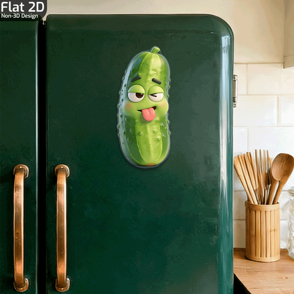 TEMU 2d Flat, 1pc (1.4'' X 3.1''), Cucumber Character Acrylic Refrigerator Magnet, Fun Vegetable Mood Decoration, Kitchen Home Accessory, Perfect For