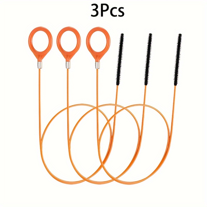 1pc / 3pcs Extra-long Stainless Steel Drain Hook With Nylon Coating — Suitable For Bathroom Sinks, Bathtubs, And Showers