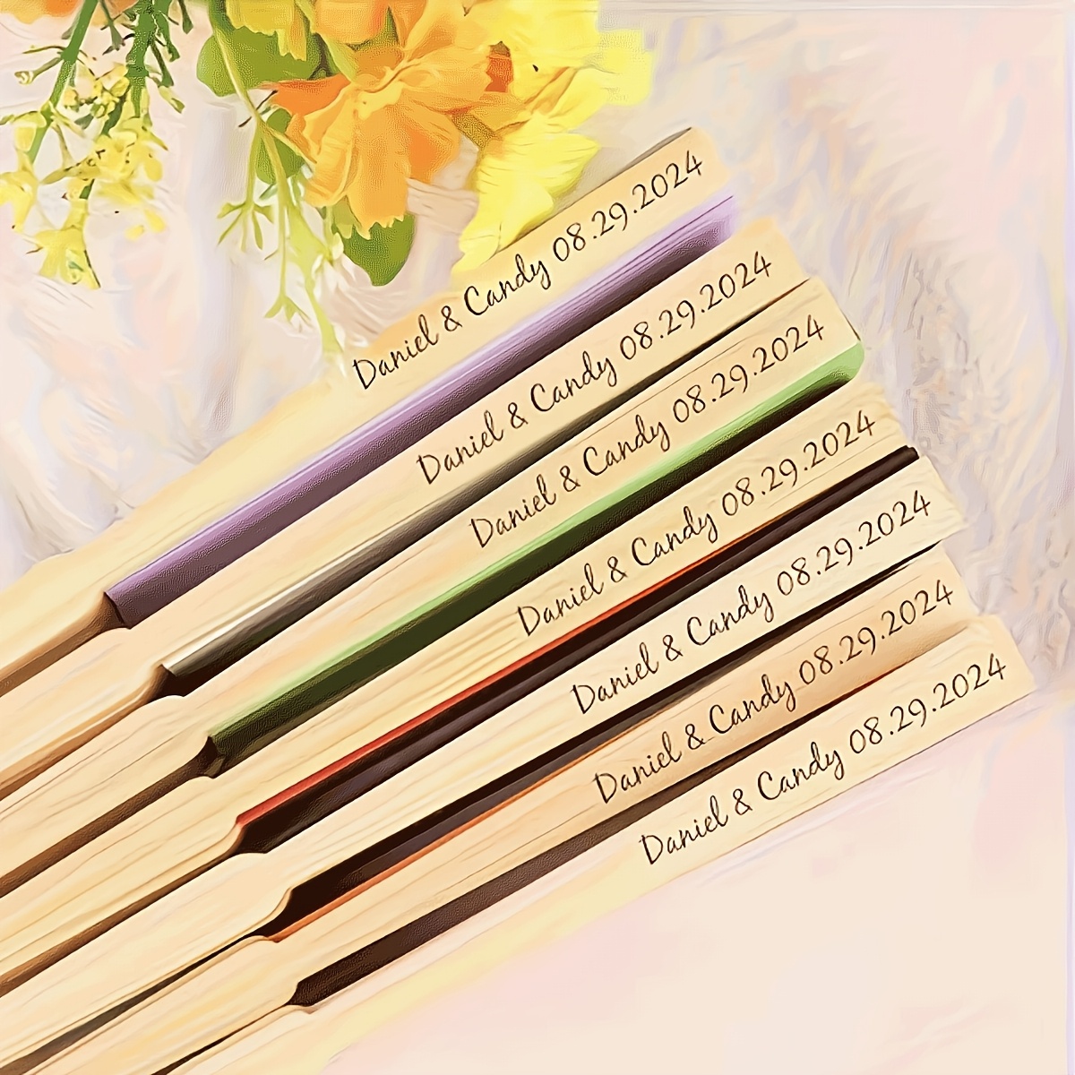 TEMU Multicolore Aléatoire 100pcs Éventail Pliant en Bambou Tendance Personnalisé - Éventail d'Artisanat Portable, Idéal pour , Fêtes Prénuptiales,