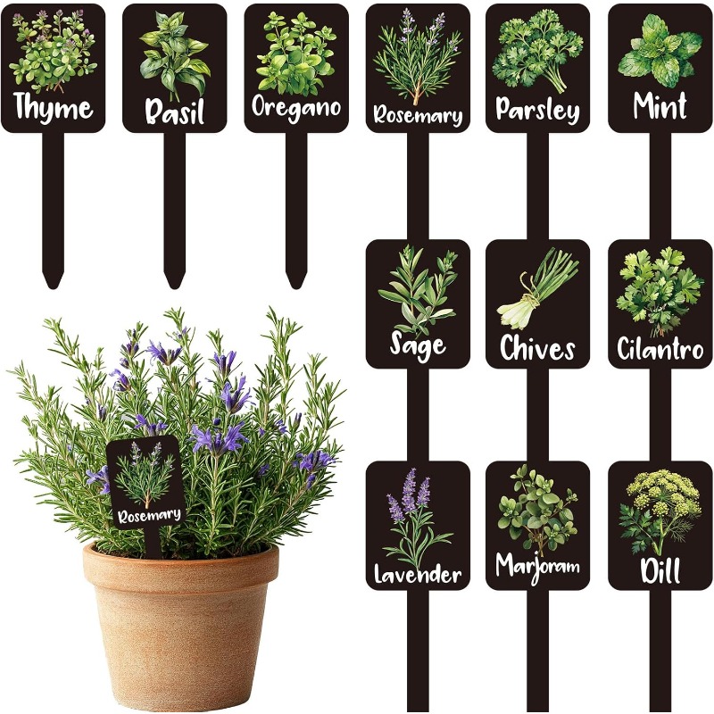 TEMU 12 Garden Yard Labels, 12 Types Of Garden Markers, Acrylic Tags, Nursery Indoor And Outdoor Garden Decorations