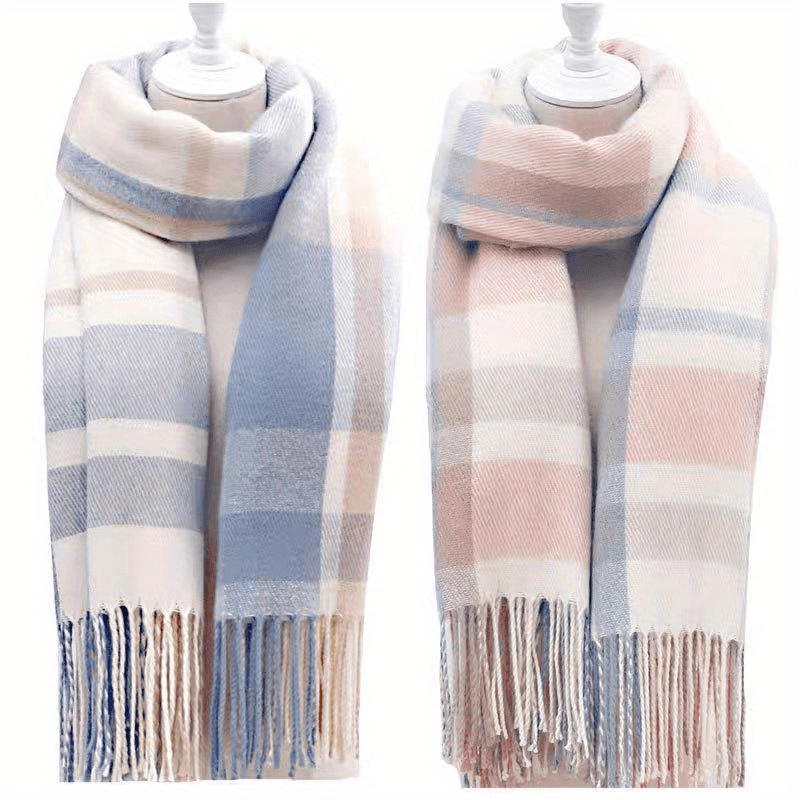 

[customer ] Cozy British-inspired Scarf For Couples - Thick, Warm & Shawl In Blue, White & Pink - Perfect Autumn/winter Gift