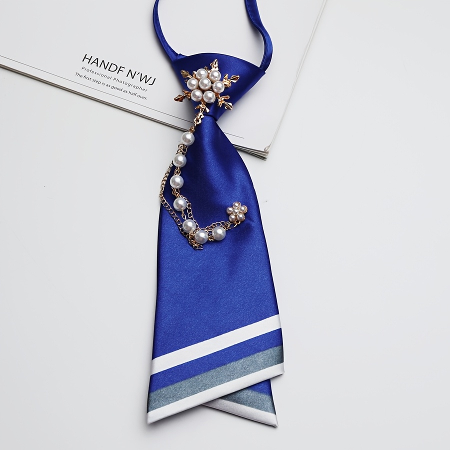 TEMU 1 Floral Bead Tie, No Sewing Required, Double-layer Design, Suitable For Style, Parties, Daily Life, And Other Occasions