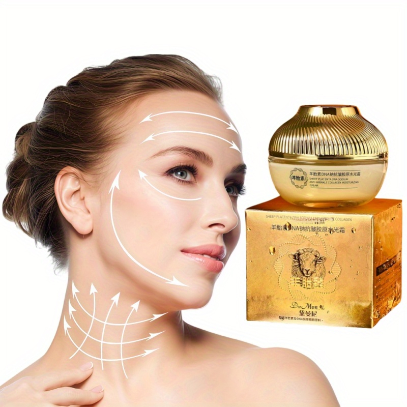 Cremă de frumusețe coreeană luxoasă, cu extract de placenta, colagen, ADN, niacinamidă și Centella Asiatica | Unisex, hidratantă, potrivită pentru toate tipurile de piele, ambalată elegant în auriu, 50G/1.76Oz