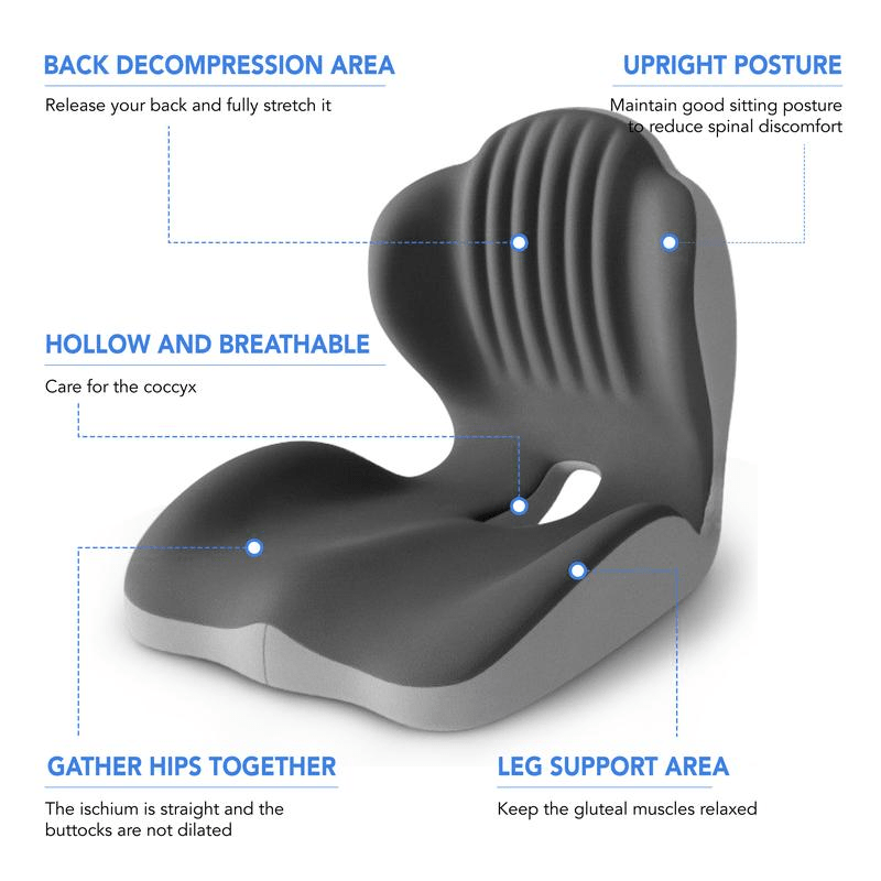 Ergonomic Memory Foam Seat Cushion | Lumbar and Back Support, Office, Stool, Car Seat Cushion, Relieves Back Pain, Reduces Pressure, Perfect Gift for Parents and Friends, Lightweight, Portable, Medium Soft Firmness