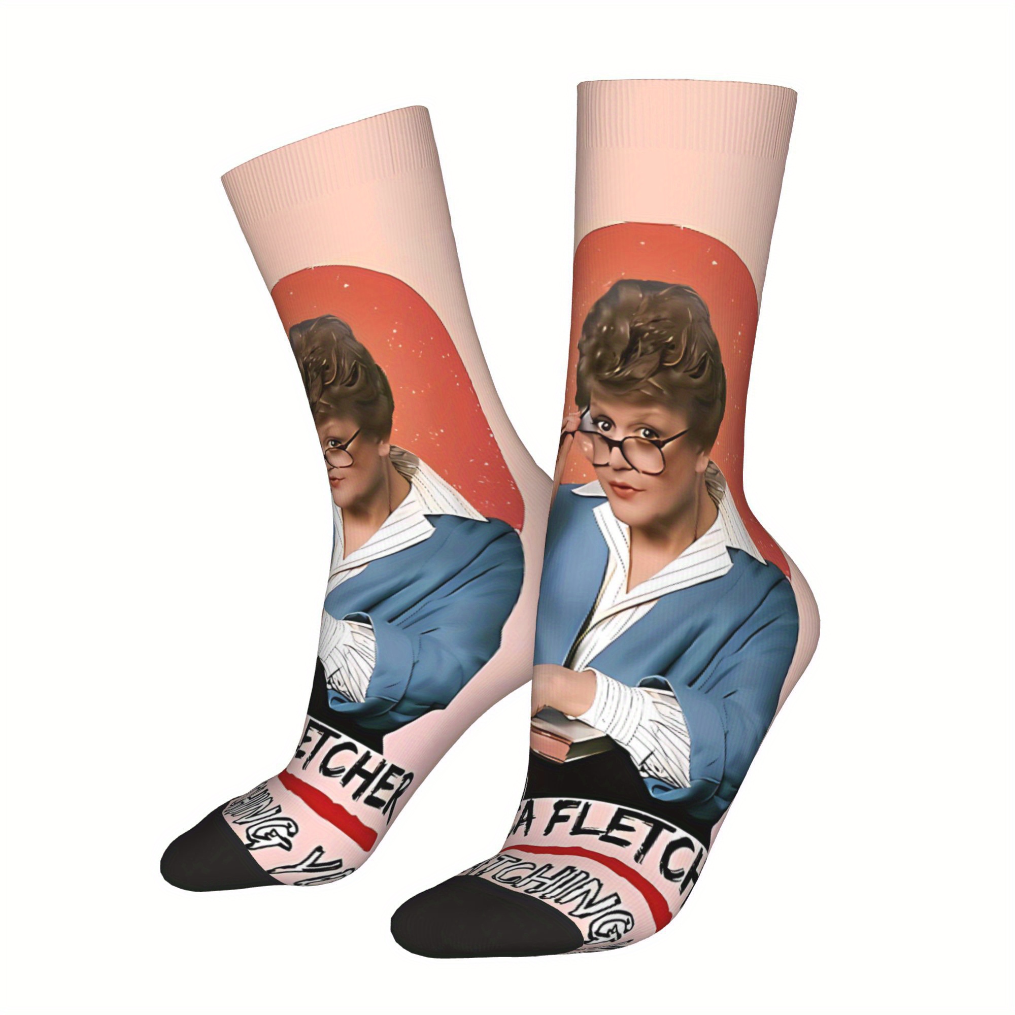 TEMU Women's Writers And Murders Socks Printed Men's Polyester 2d Print Design