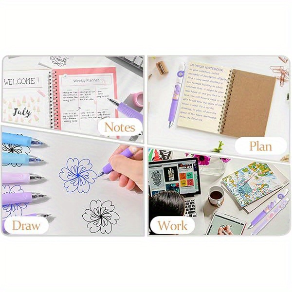 18pcs erasable gel pens, 4pcs blue & 4pcs black ink pens & 10pcs black refills, cute retractable pen with eraser, 0. 5mm fine point, for   puzzles ( blue), ink gel pens, cute pens bulk, pen, needle tip pens, fancy pen Product details 5