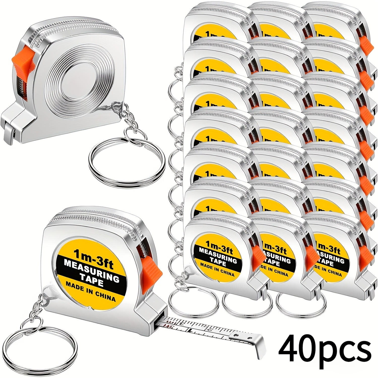 TEMU 40 Mini Tape Measure Keychains, 1.5-inch Retractable Tape Measure With Slide Lock, 1m/3ft Party Favor Ruler Keychains, Diy Projects, Gifts,