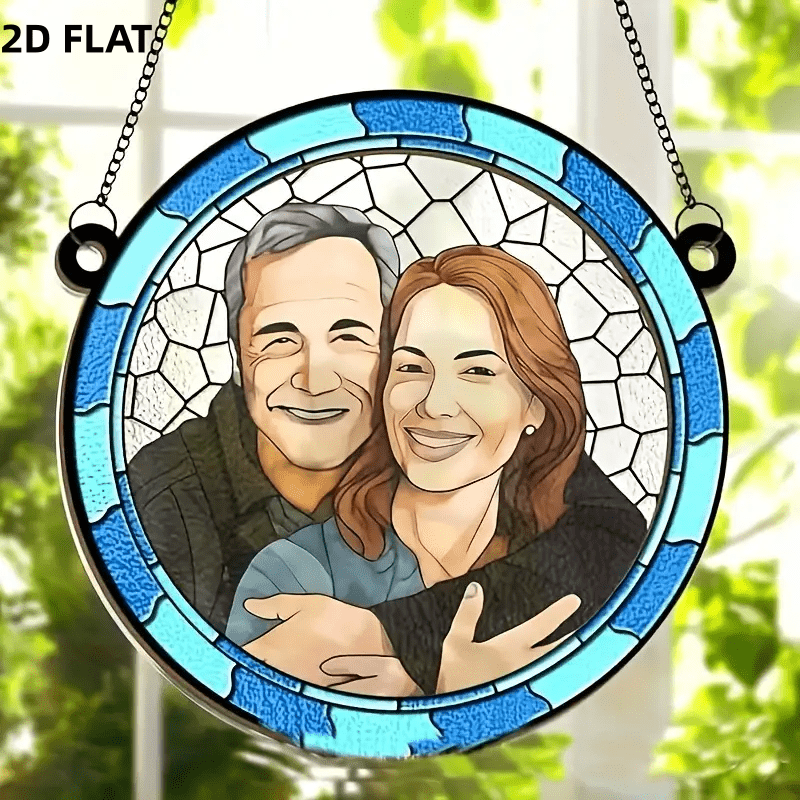 Image of [2d Flat] [2d Flat] Custom Photo Acrylic Sun Catcher 25x25 Cm/15x15 Cm - "where Is Love Is Life" Colored Acrylic Design - Ideal Romantic Christmas Gift, Anniversary And For Wife Or Husband