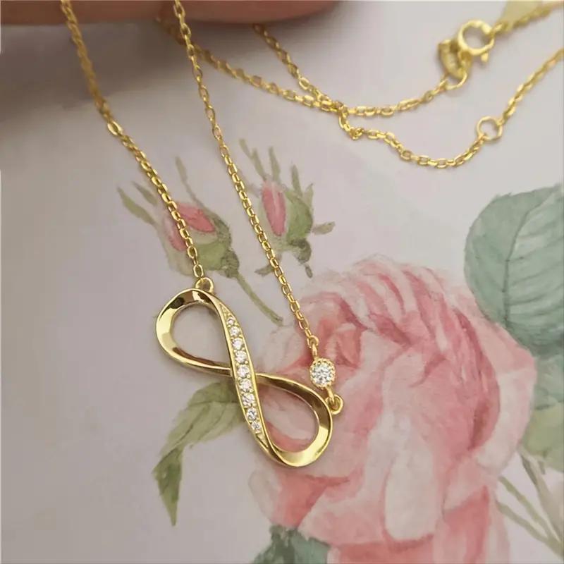 Women's Elegant Infinity Necklace with Synthetic Zirconia, Gift for Her