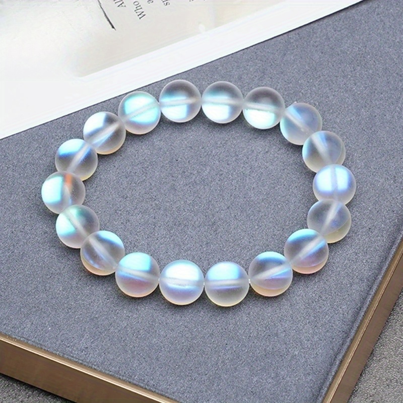 Colorful Sparkling Stone Moonstone Bead Bracelet, Elastic Rope Design