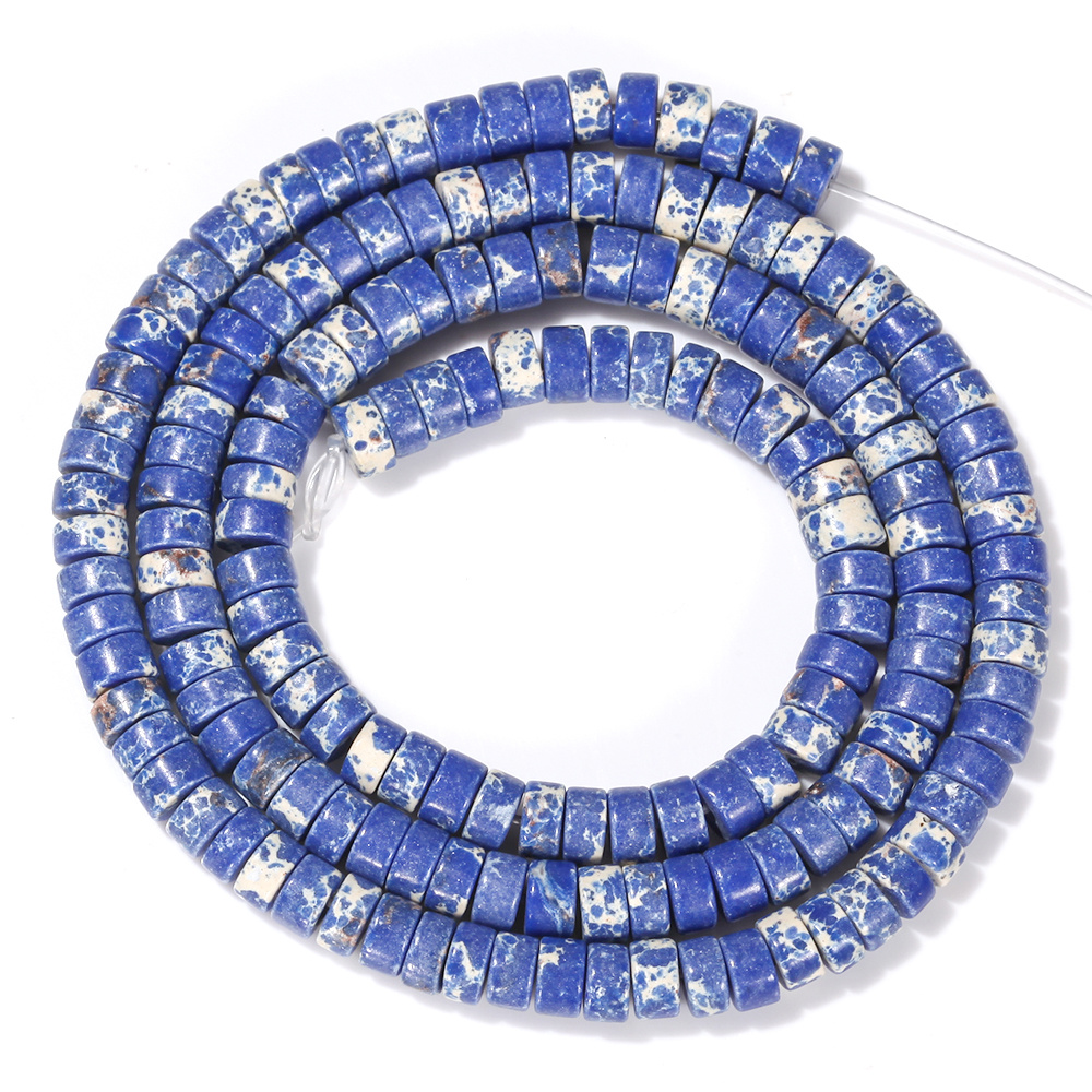 TEMU Perles Heishi plates 2D ASVRAI en impérial bleu naturel et perles d'espacement plates - 4x2mm adaptée à la fabrication de bijoux bohèmes, perles