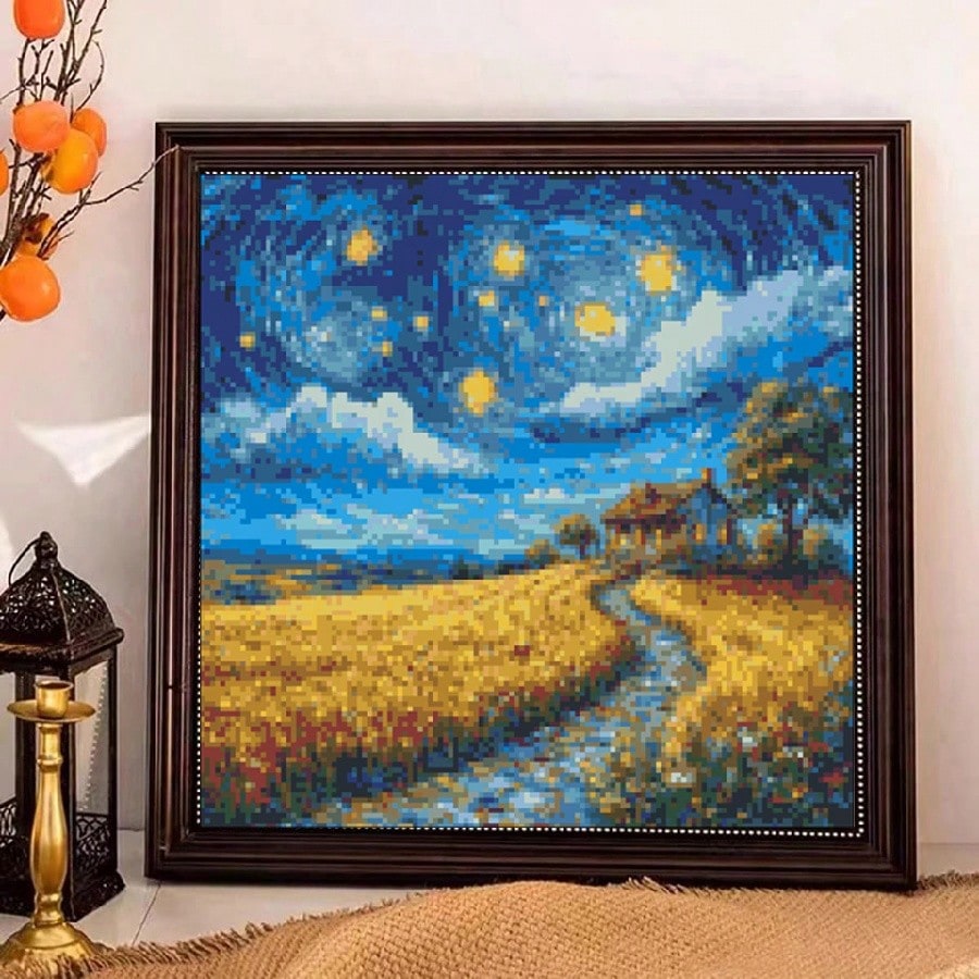 Counted Cross Stitch Kit: Van Gogh Starry Night Embroidery Pattern