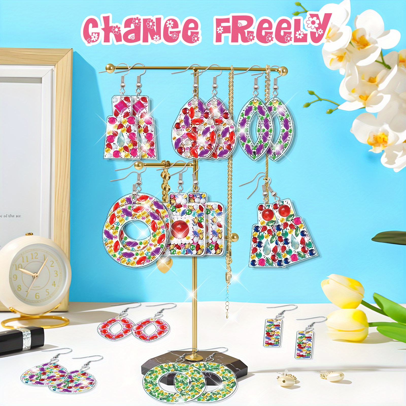 20pcs Water Droplet-Shaped Diamond Painting Earring Kits